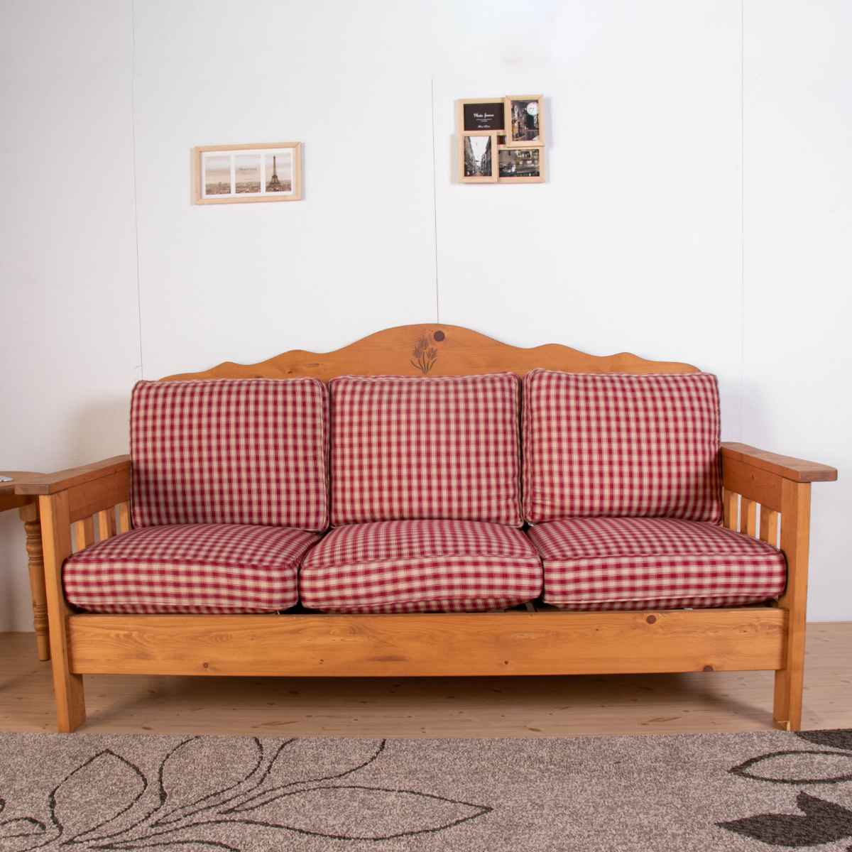 ソファ 3人掛け 幅185cm 天然木 カントリー調 （ 3人用 ソファー 北欧