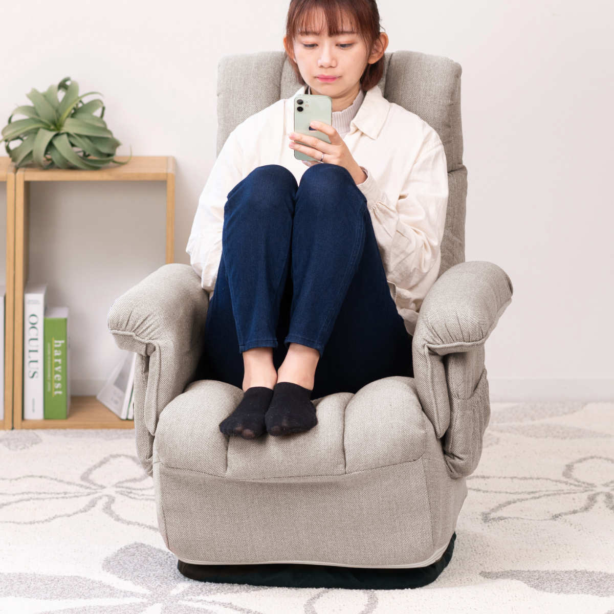 高座椅子 高齢者 回転 リクライニング 折りたたみ スリム （ 1人掛け