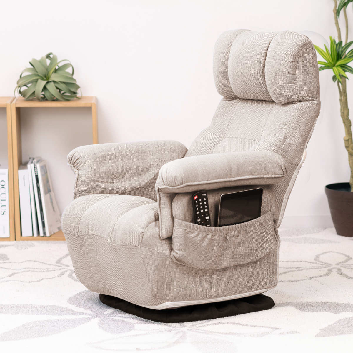 高座椅子 高齢者 回転 リクライニング 折りたたみ スリム （ 1人掛け