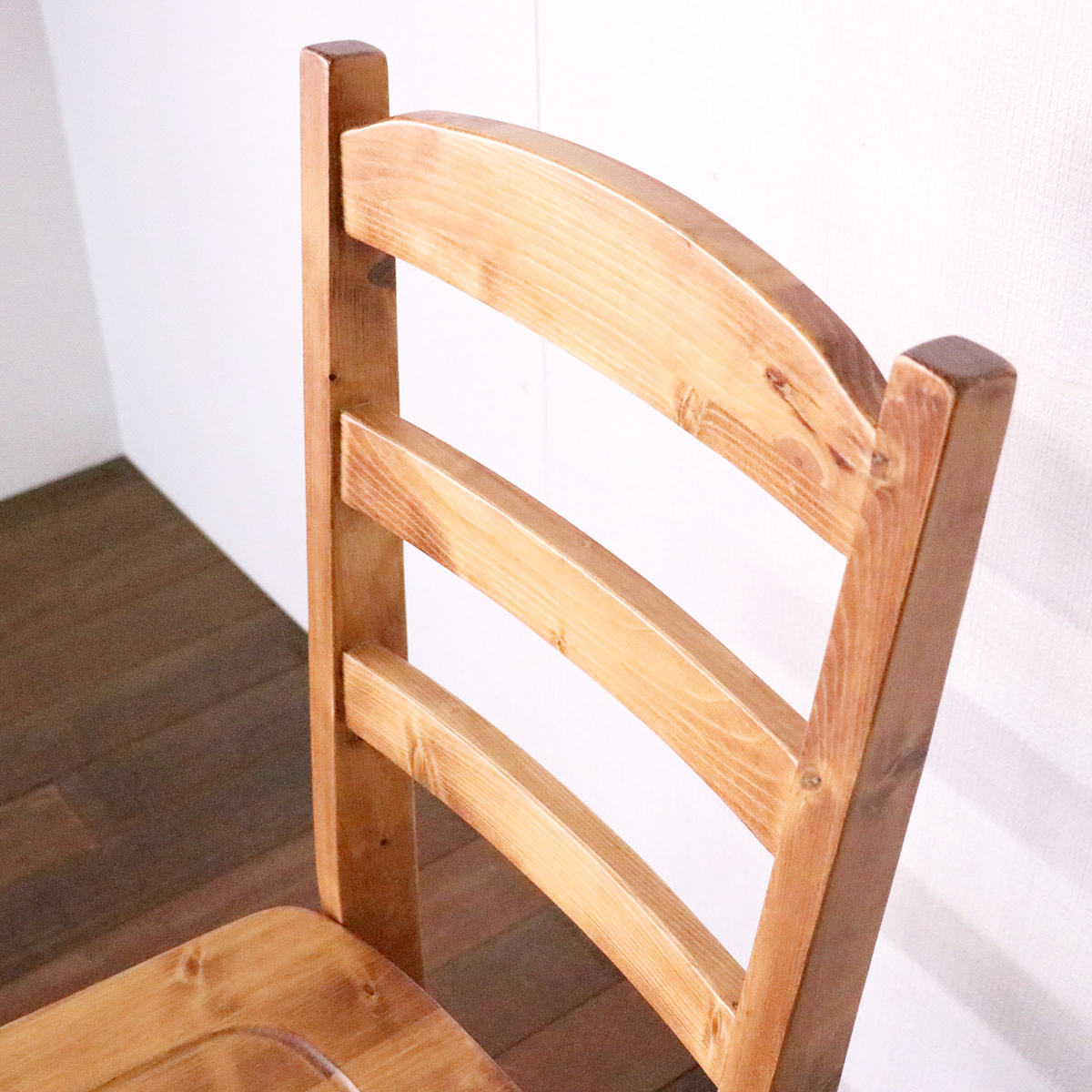 ダイニングチェア 2脚セット 天然木 カントリー調 座面高43cm （ 無垢