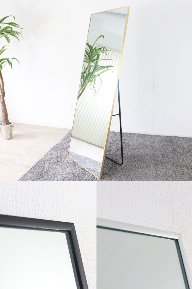 スタンドミラー 全身 壁掛け アルミ 60×165cm （ 大型 ミラー 鏡 おしゃれ インテリア 飛散防止 姿見 全身鏡 シンプル ）_8