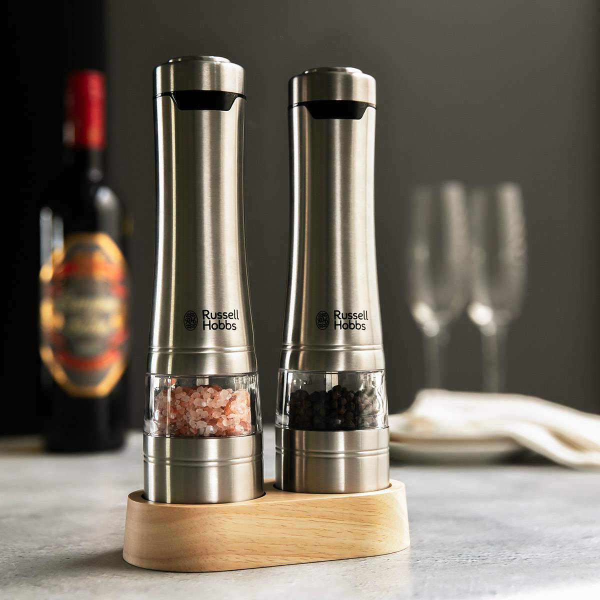 RUSSELL HOBBS（ラッセルホブス） 特典付き 電動ミル 2本セット 木製