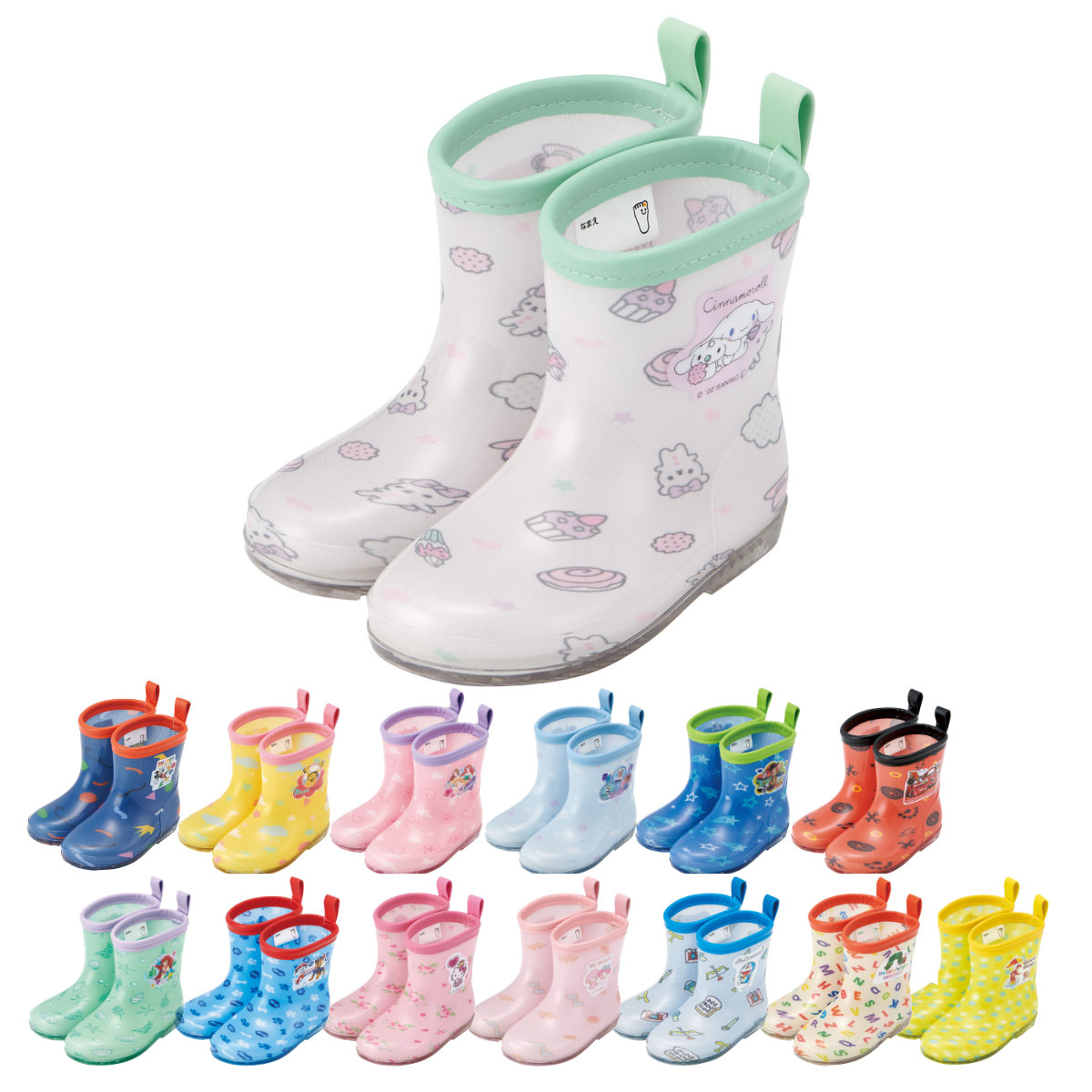レインブーツ キッズ 14cm キャラクター （ ミッキーマウス パウパトロール キティ マイメロディ シナモロール ドラえもん はらぺこあおむし くまのプーさん ）