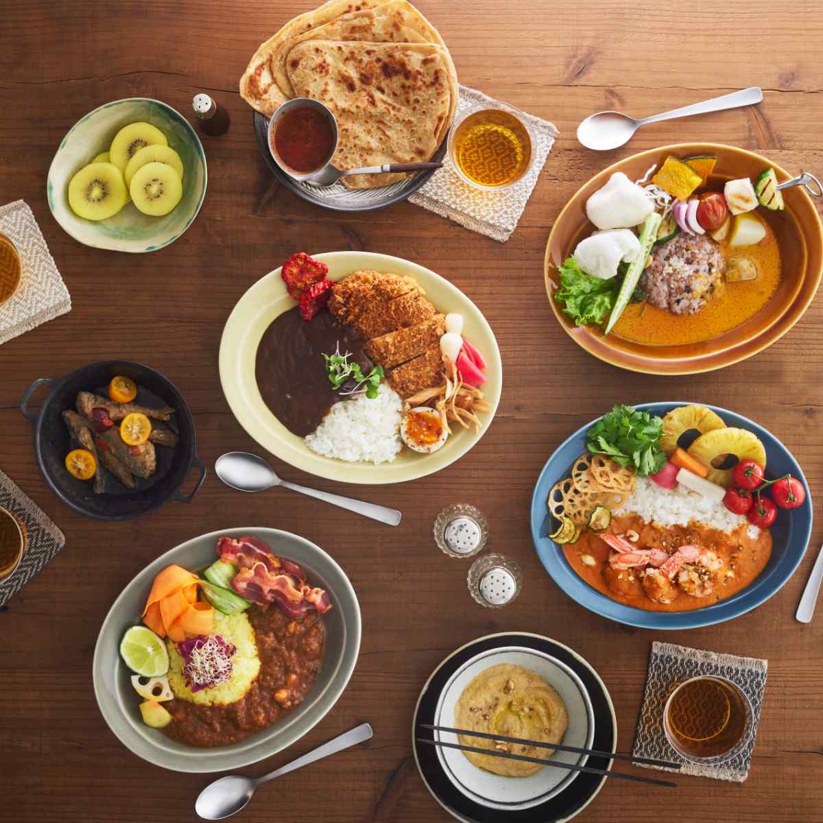 カレー&パスタ皿8枚スプーン付 カレー皿 スプーンセット 25cm 逸品窯 陶磁器 （ 食洗機対応 電子