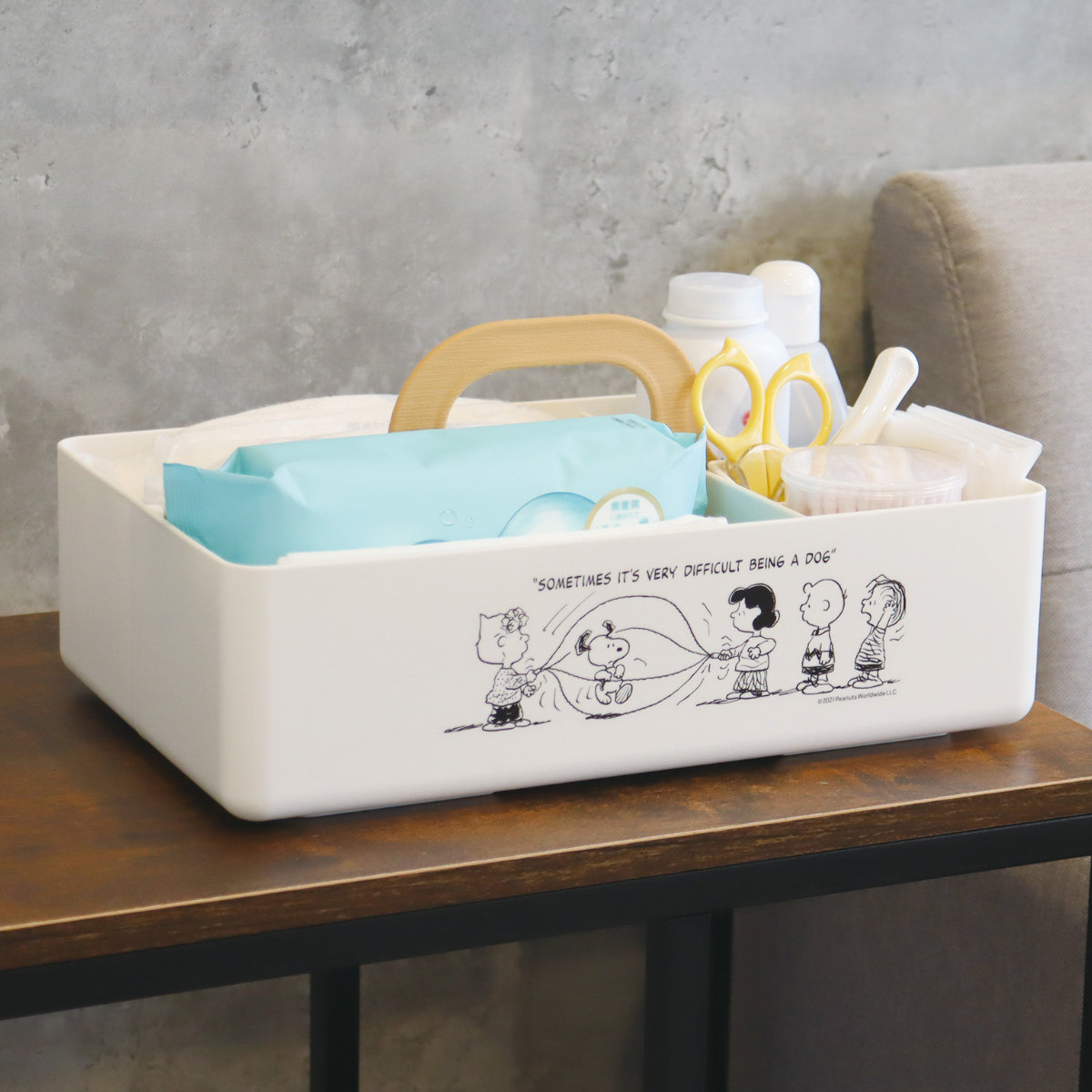 Puppy柄 収納ケース 小物入れ 錦化成 収納ボックス スヌーピー トッテベビー ベビー （ 収納ケース