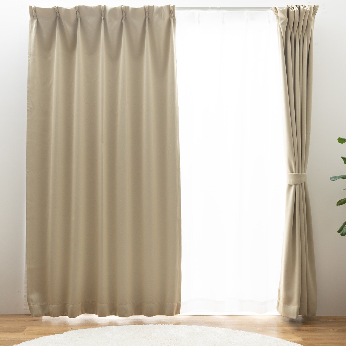 遮光カーテン 1級遮光 レースセット UVカット 幅100〜200×丈105〜230cm