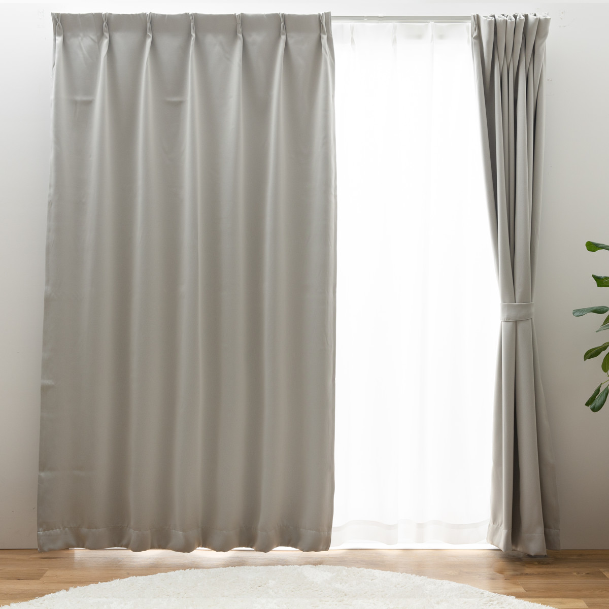 遮光カーテン 1級遮光 レースセット UVカット 幅100〜200×丈105〜230cm