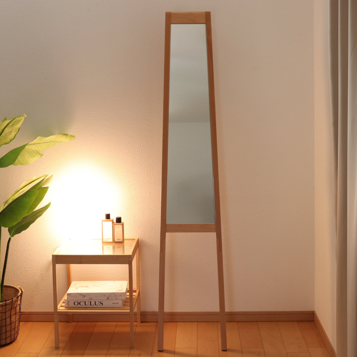 弘益 立てかけミラー 全身鏡 背面収納 リヴ （ スリム 幅 31cm 高さ