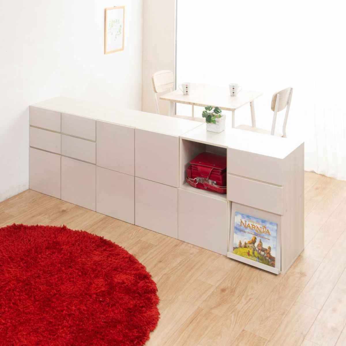 スクエアキャビネット 4パターン収納タイプ ハイグロス前板 幅70cm （ キャビネット 収納 棚 ラック 家具 フラップ扉 ）_17