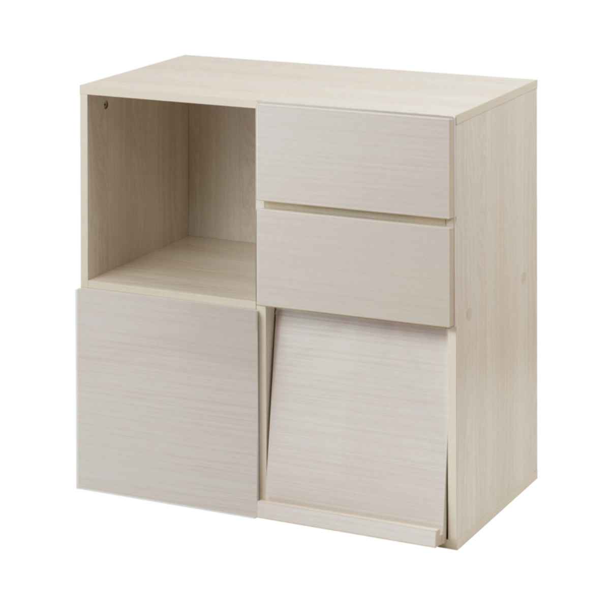 スクエアキャビネット 4パターン収納タイプ ハイグロス前板 幅70cm （ キャビネット 収納 棚 ラック 家具 フラップ扉 ）_2