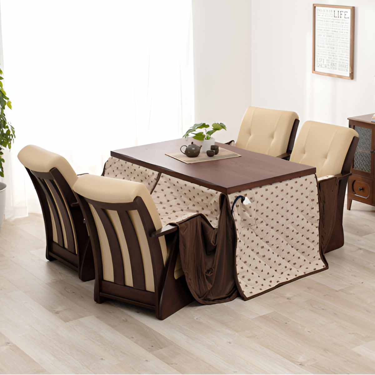 HAGiHARA（萩原） ダイニングこたつ6点セット こたつ テーブル 幅135cm