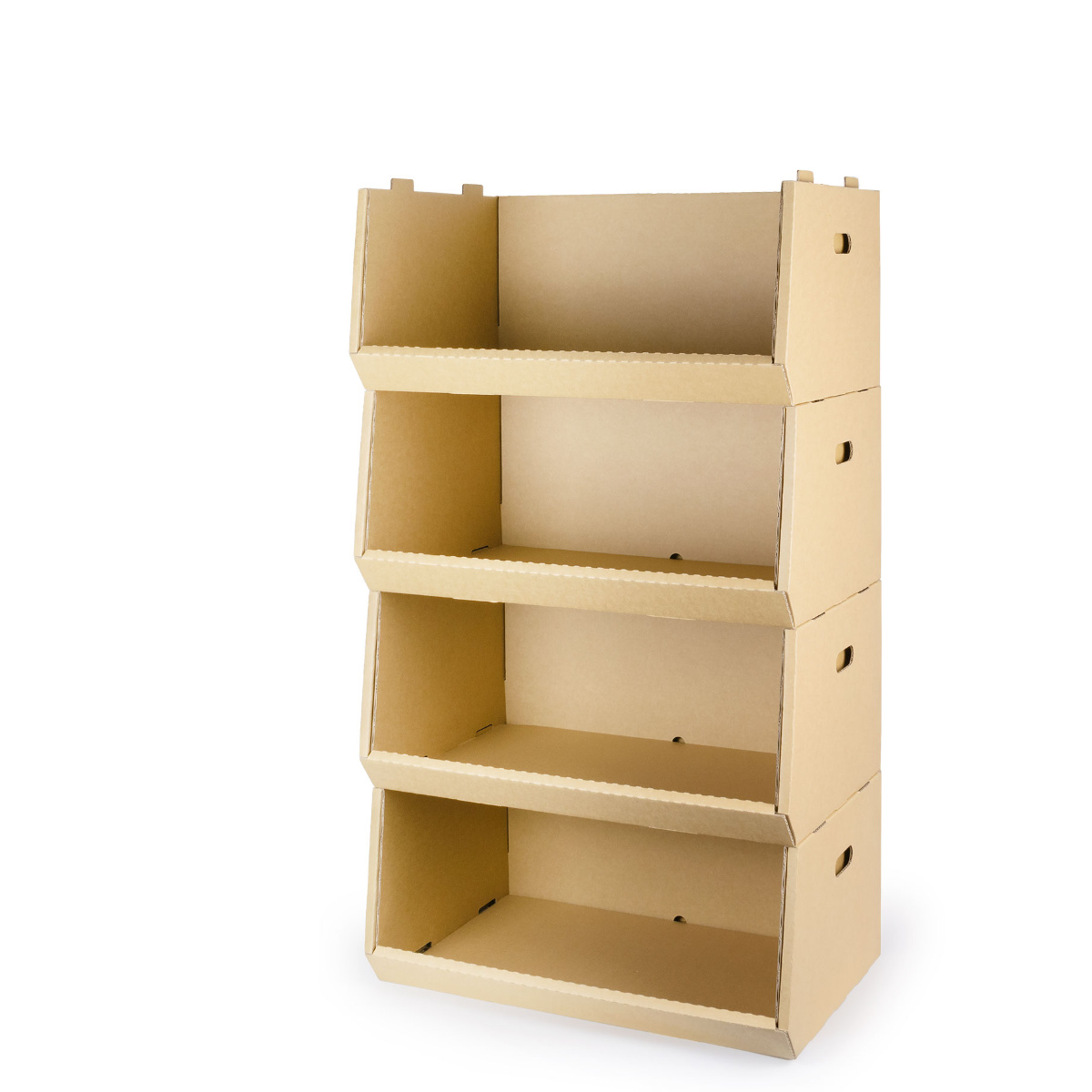 収納ボックス スタッキングコンテナW 4個セット ダンボール製 （ 収納