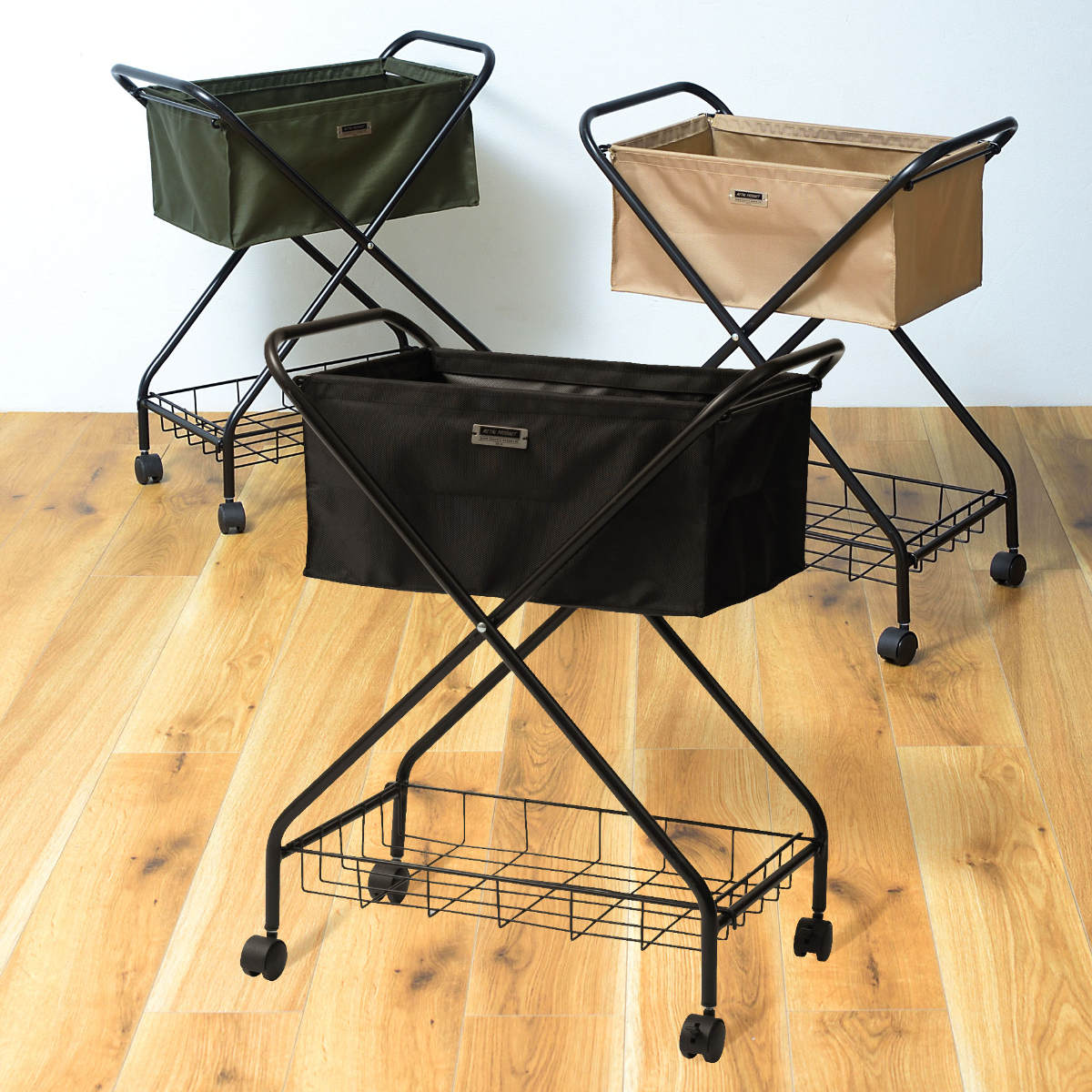 東谷 フォールディングバスケットワゴン キャスター付き ラック
