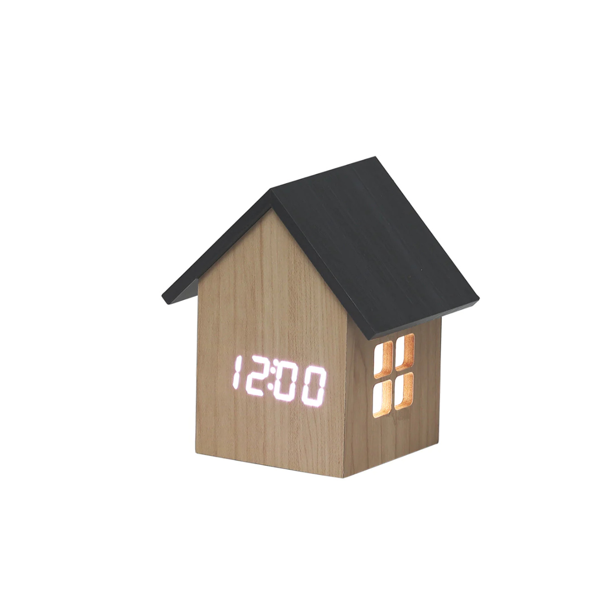 置き時計 グリムハウス 家型 デジタル アラーム 室温計 （ 卓上 時計 目覚まし時計 かわいい 置時計 おしゃれ とけい クロック 木目調 LED表示 ）｜interior-palette｜02