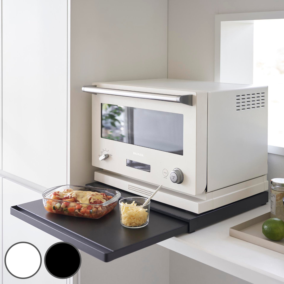 山崎実業 tower キッチン家電下スライドテーブル タワー （ 4903208021050 タワーシリーズ スライドテーブル キッチンスライドテーブル ）