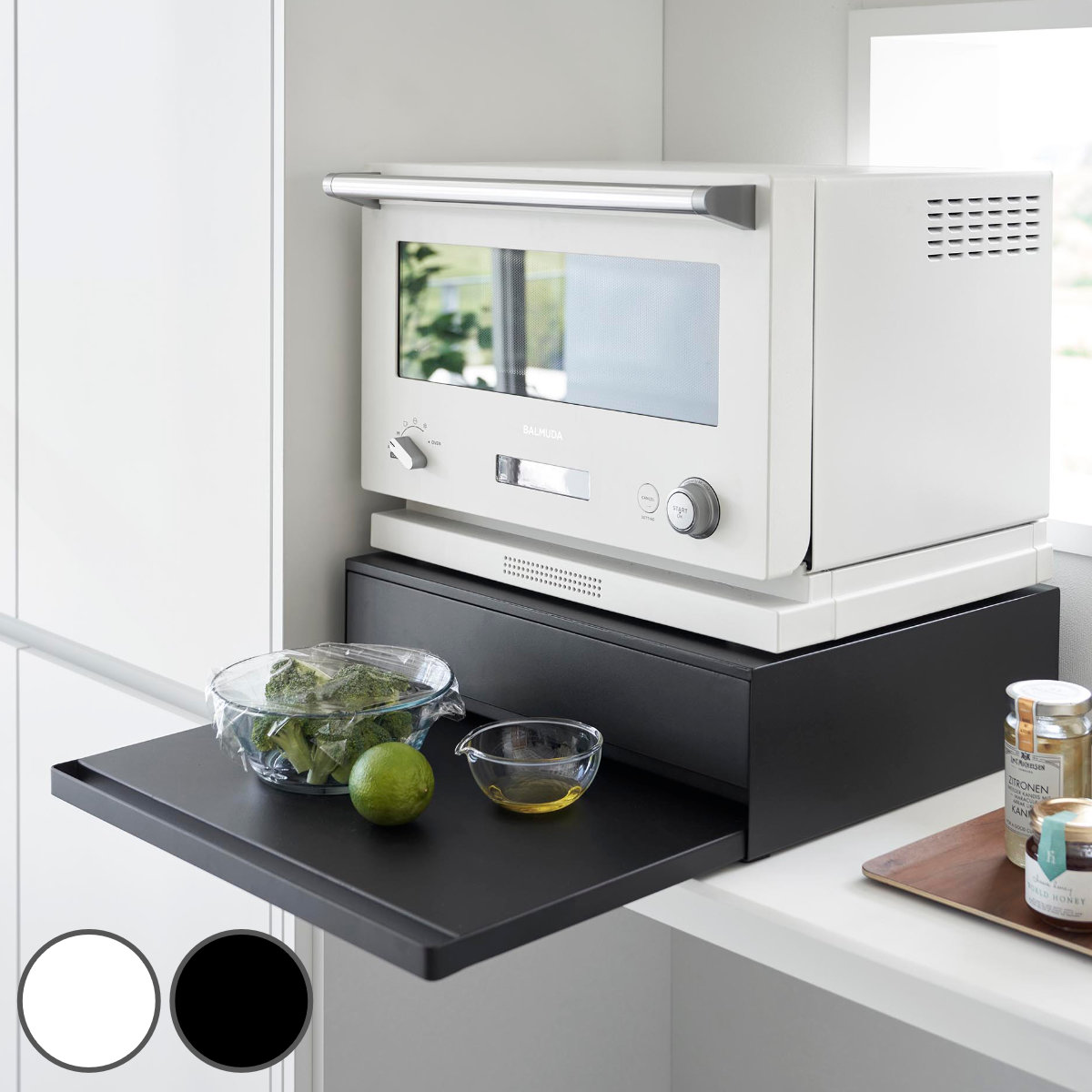 山崎実業 tower ツーウェイ キッチン家電下引き出し＆スライドテーブル タワー （ 4903208020077 タワーシリーズ スライドテーブル ）