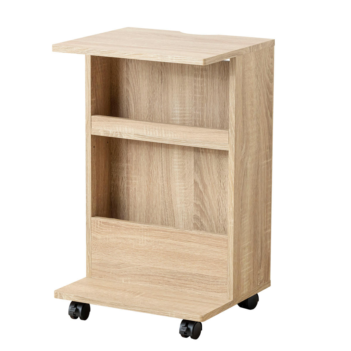 サイドテーブル キャスター付 幅40cm 両面収納付 （ ナイトテーブル