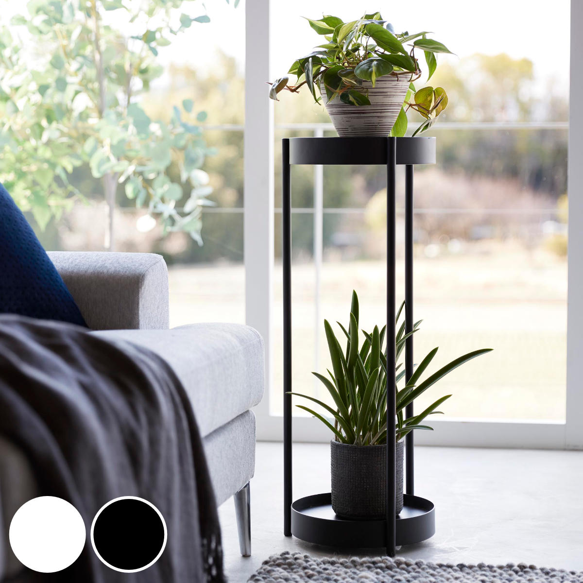 山崎実業 tower キャスター付きプランタースタンド タワー 2段 （ 4903208043663 タワーシリーズ プランタースタンド 花台 鉢スタンド スタンド 鉢 ）