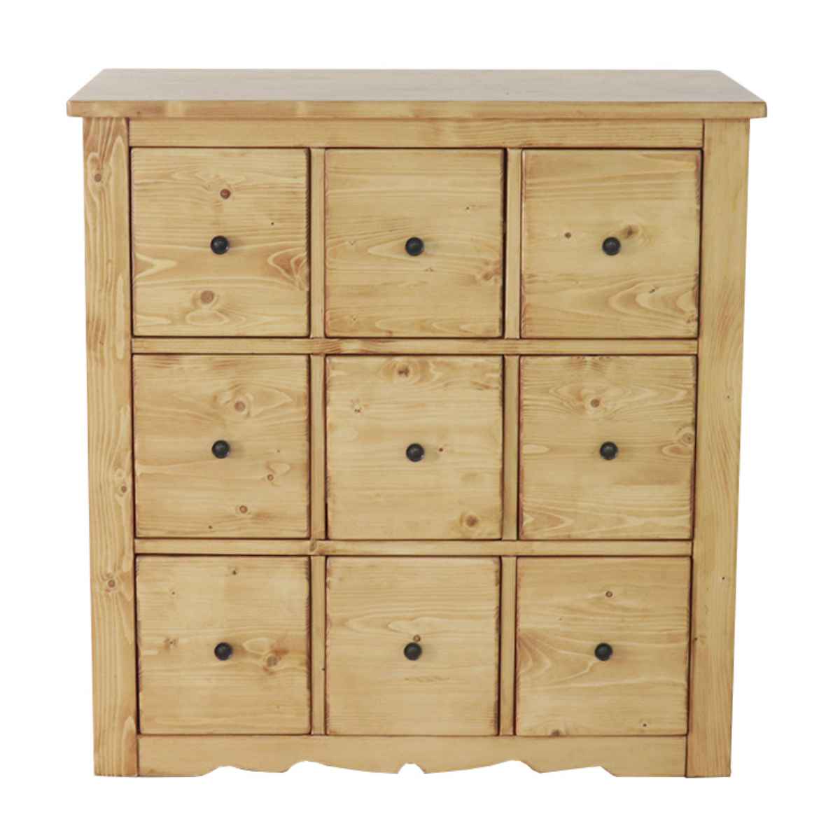 パインチェスト/3段 チェスト 3段9杯 多引出し カントリー調 パイン材 幅90cm （ 収納 家具