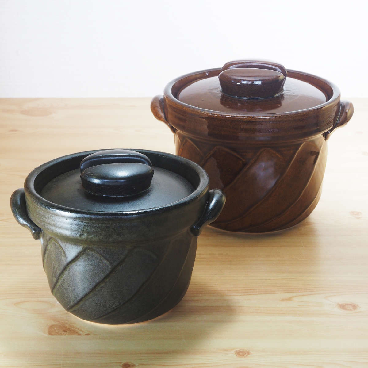 マルヨシ陶器 炊飯土鍋 3合炊 直火専用 ねじりごはん鍋 萬古焼 日本製