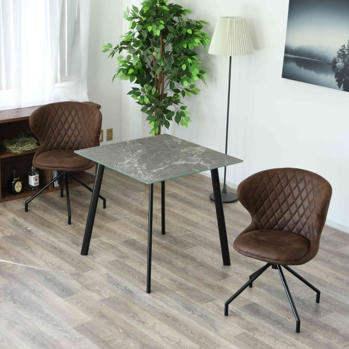 ダイニングチェア 回転 座面高50cm レザー調 カーゴ （ ファブリック