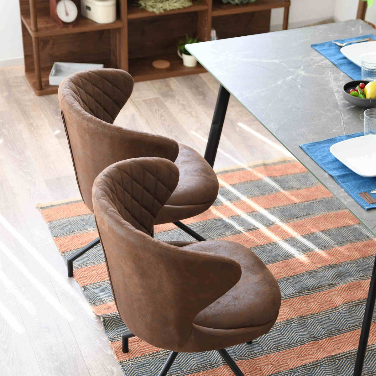 ダイニングチェア 回転 座面高50cm レザー調 カーゴ （ ファブリック