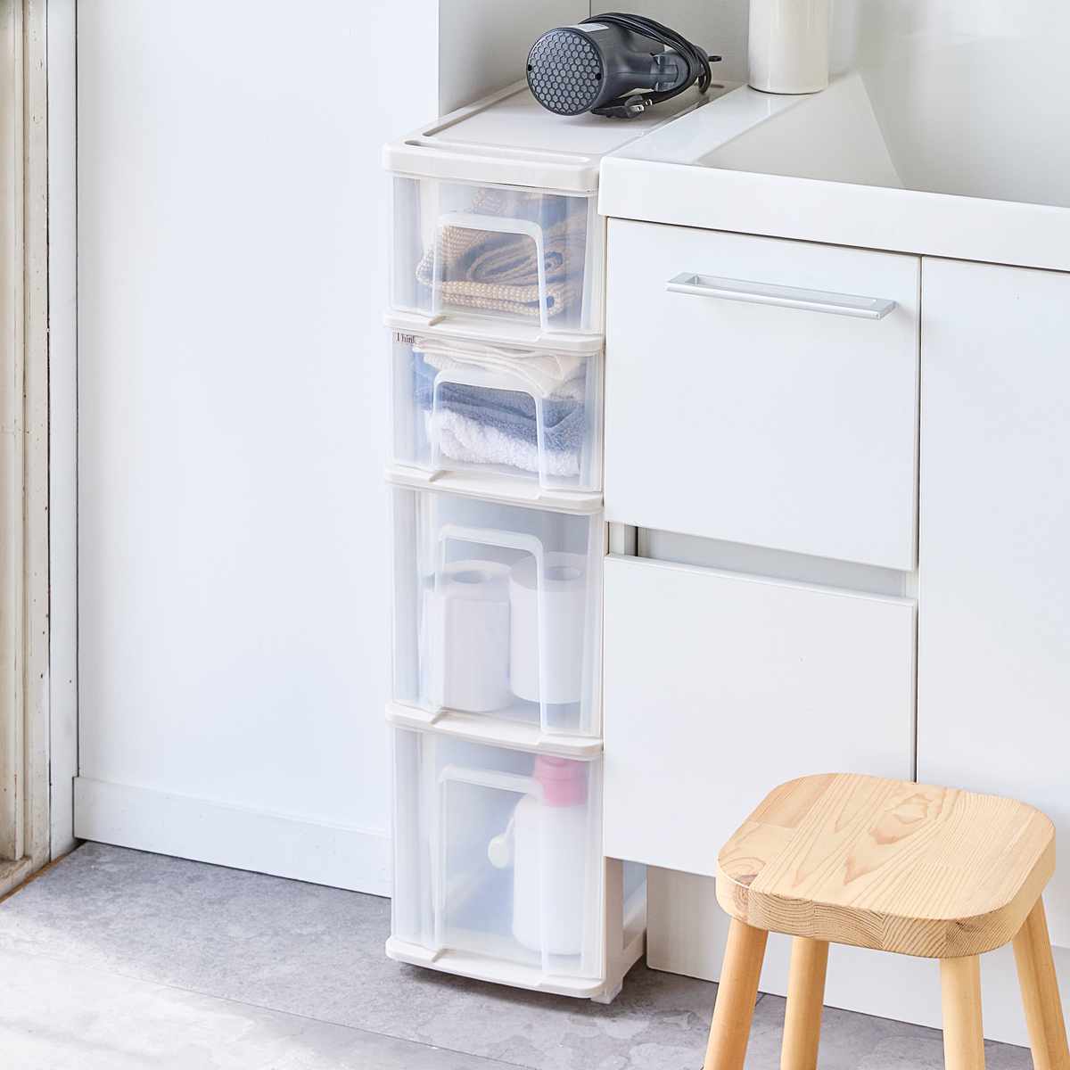 サンコープラスチック キッチンストッカー シンクスリム 幅22cm 4段