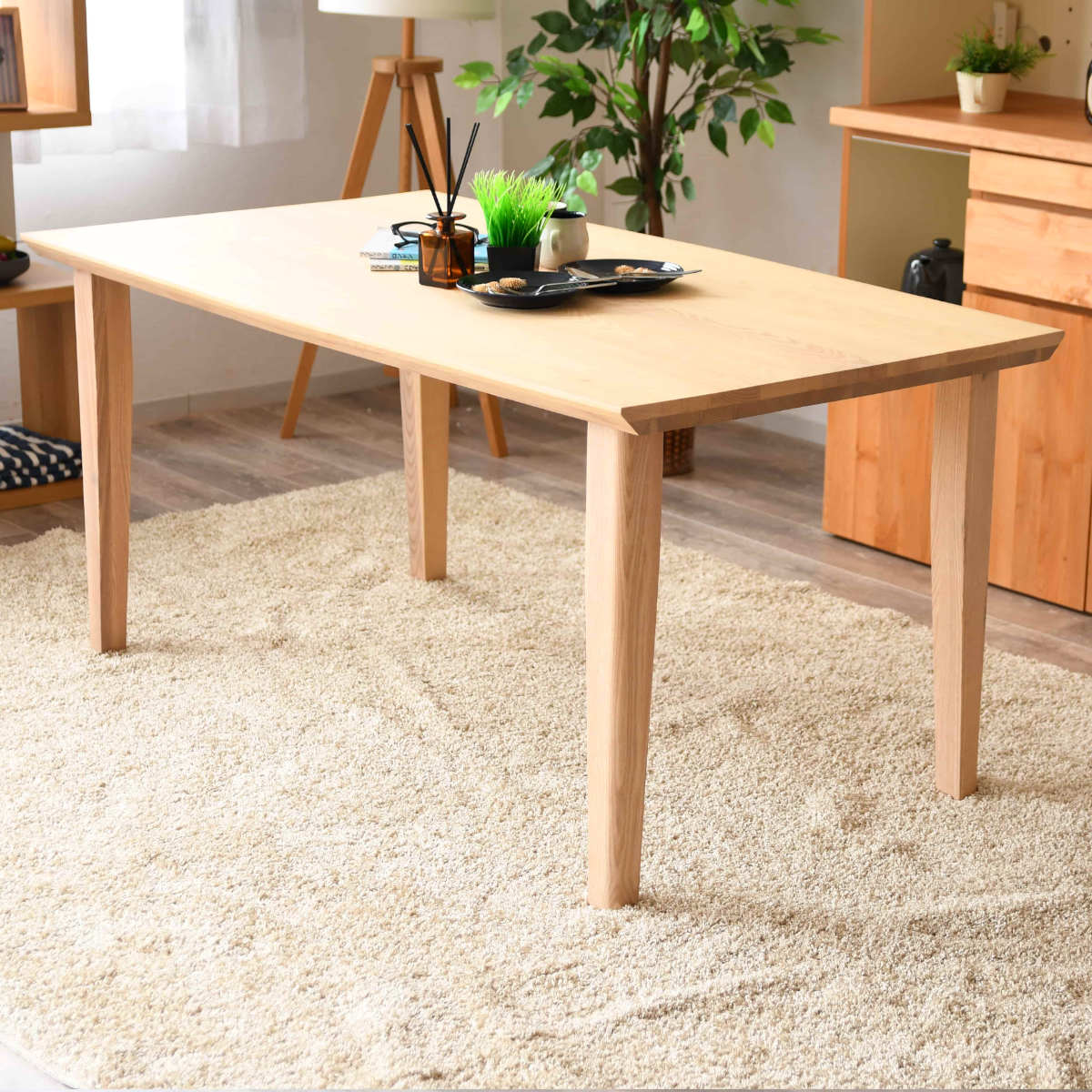 ダイニングテーブル 幅150cm シャトー （ テーブル 単品 食卓 4人掛け 長方形 木目 木製 天然木 ナチュラル ブラウン ）_9