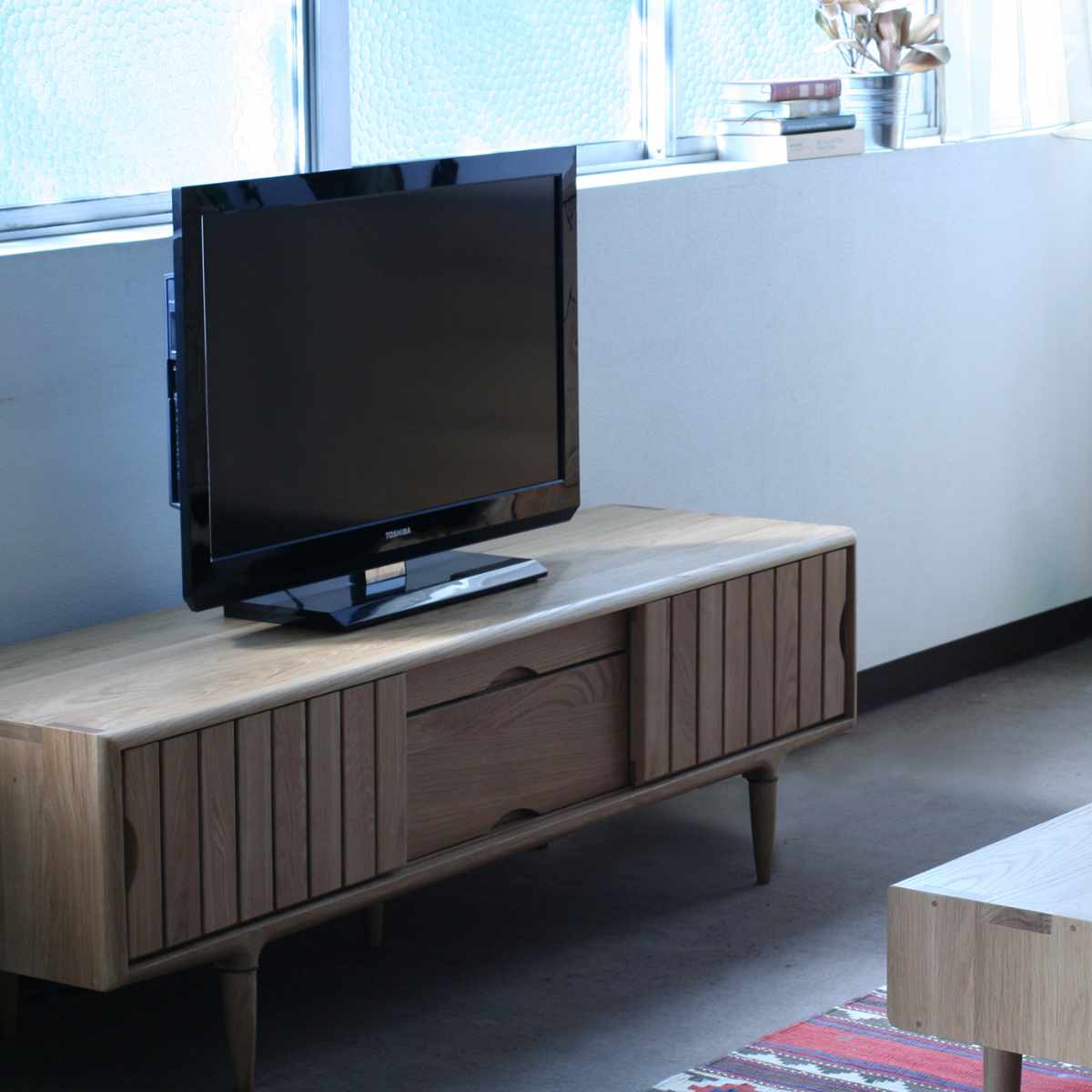 起立木工 テレビボード 縦格子デザイン オーク無垢材 KISSUI 幅150cm 