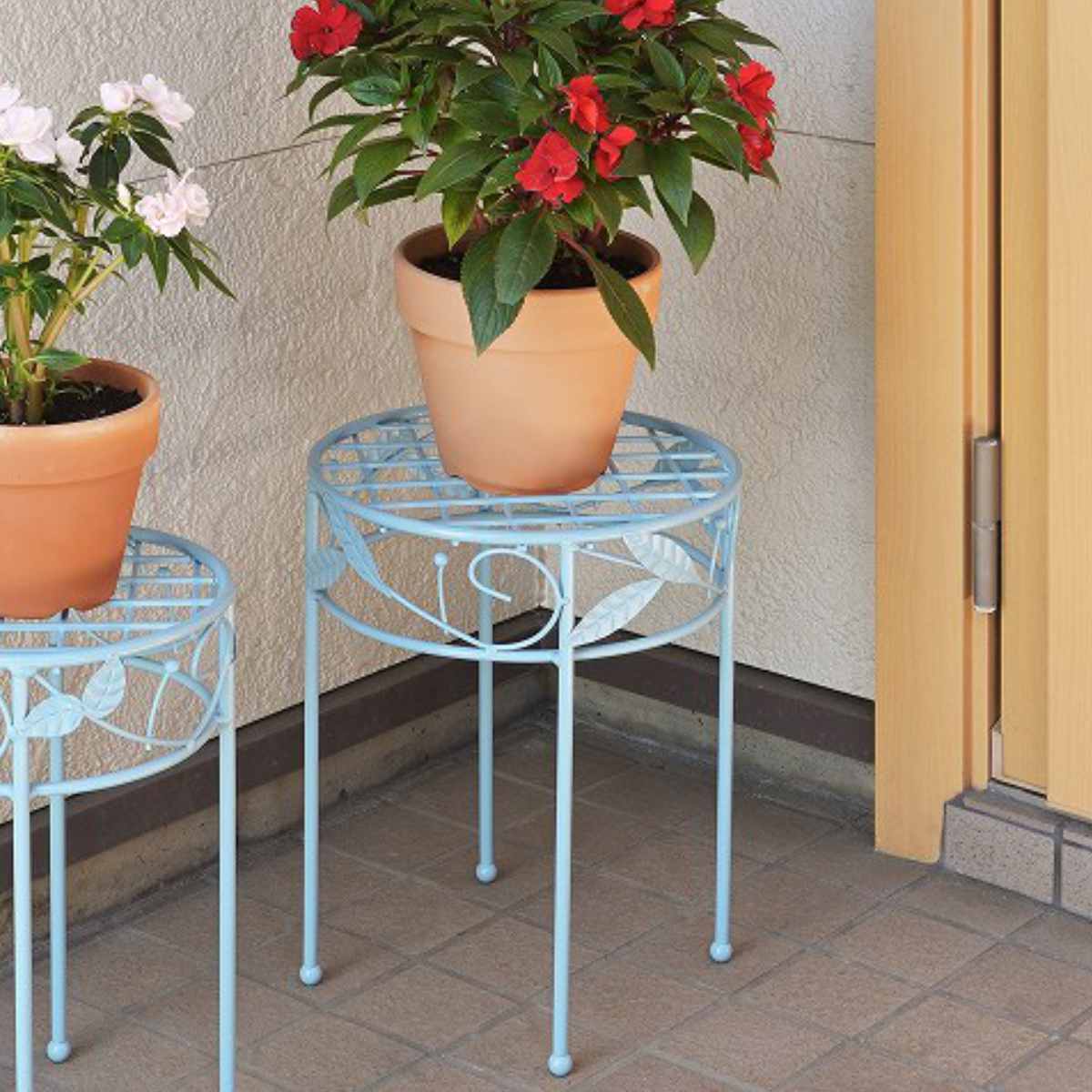 フラワースタンド 心春 テーブルスタンド 直径31cm ブルー （ プランター スタンド ココハル ガーデニング用品 花台 鉢置き 園芸 鉢台 ）
