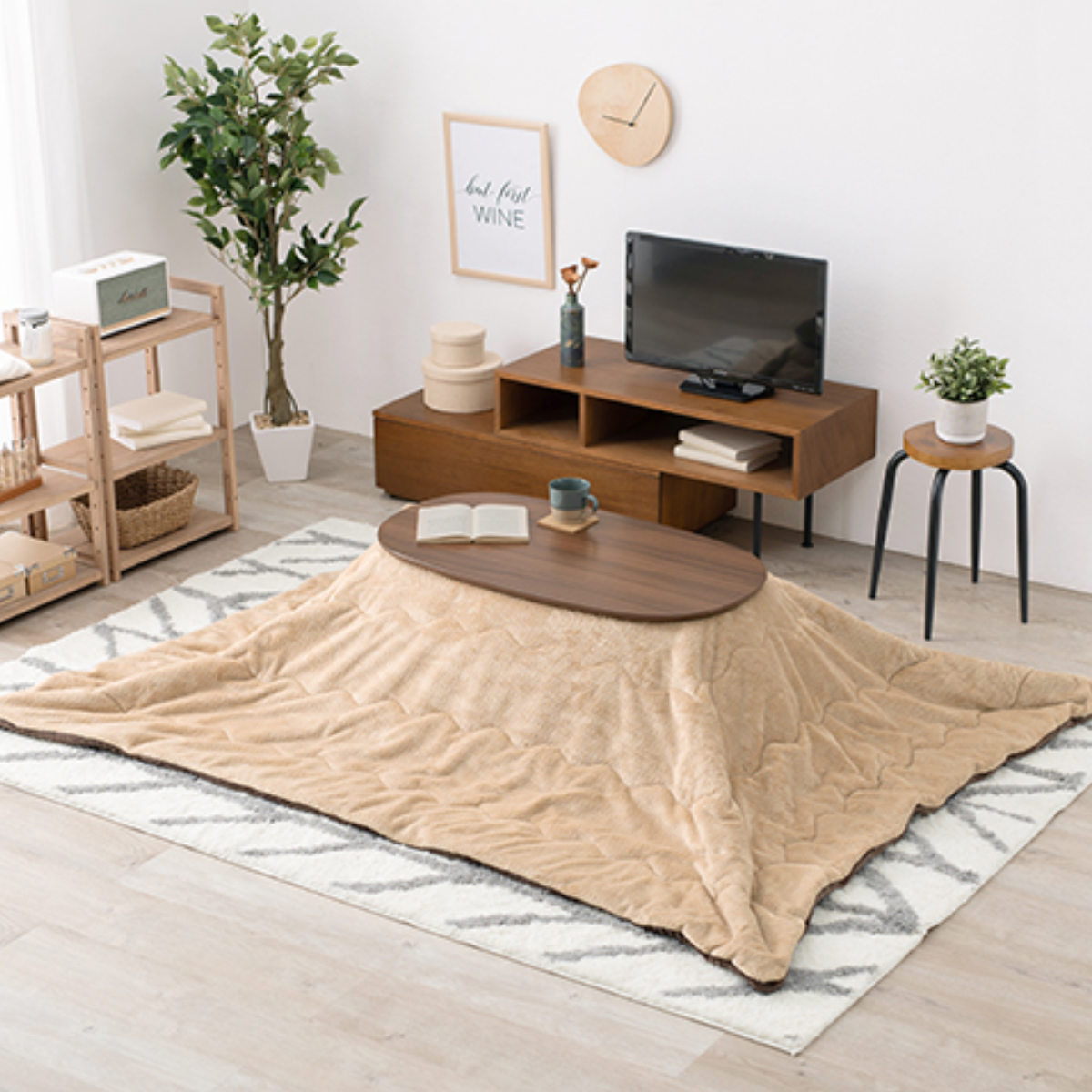 HAGiHARA（萩原） こたつ2点セット テーブル ブラウン 折りたたみ 幅