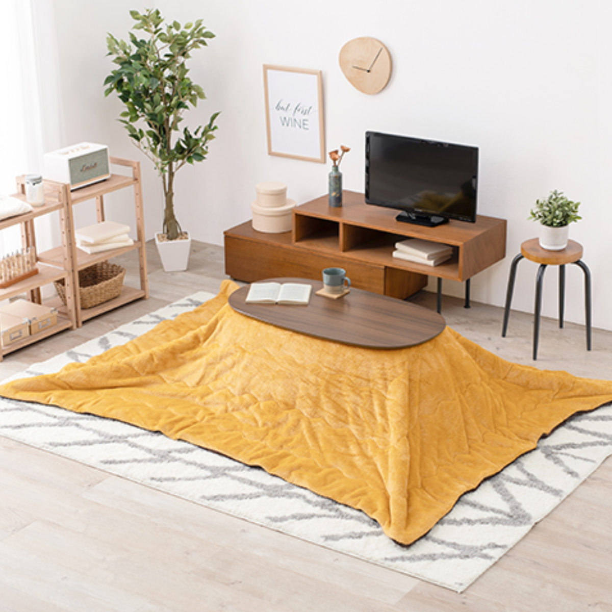 HAGiHARA（萩原） こたつ2点セット テーブル ブラウン 折りたたみ 幅