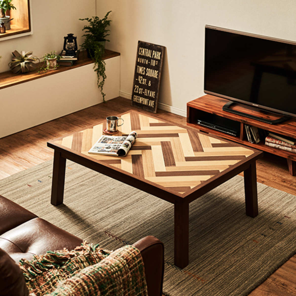 HAGiHARA（萩原） こたつ テーブル おしゃれ 長方形 コード収納