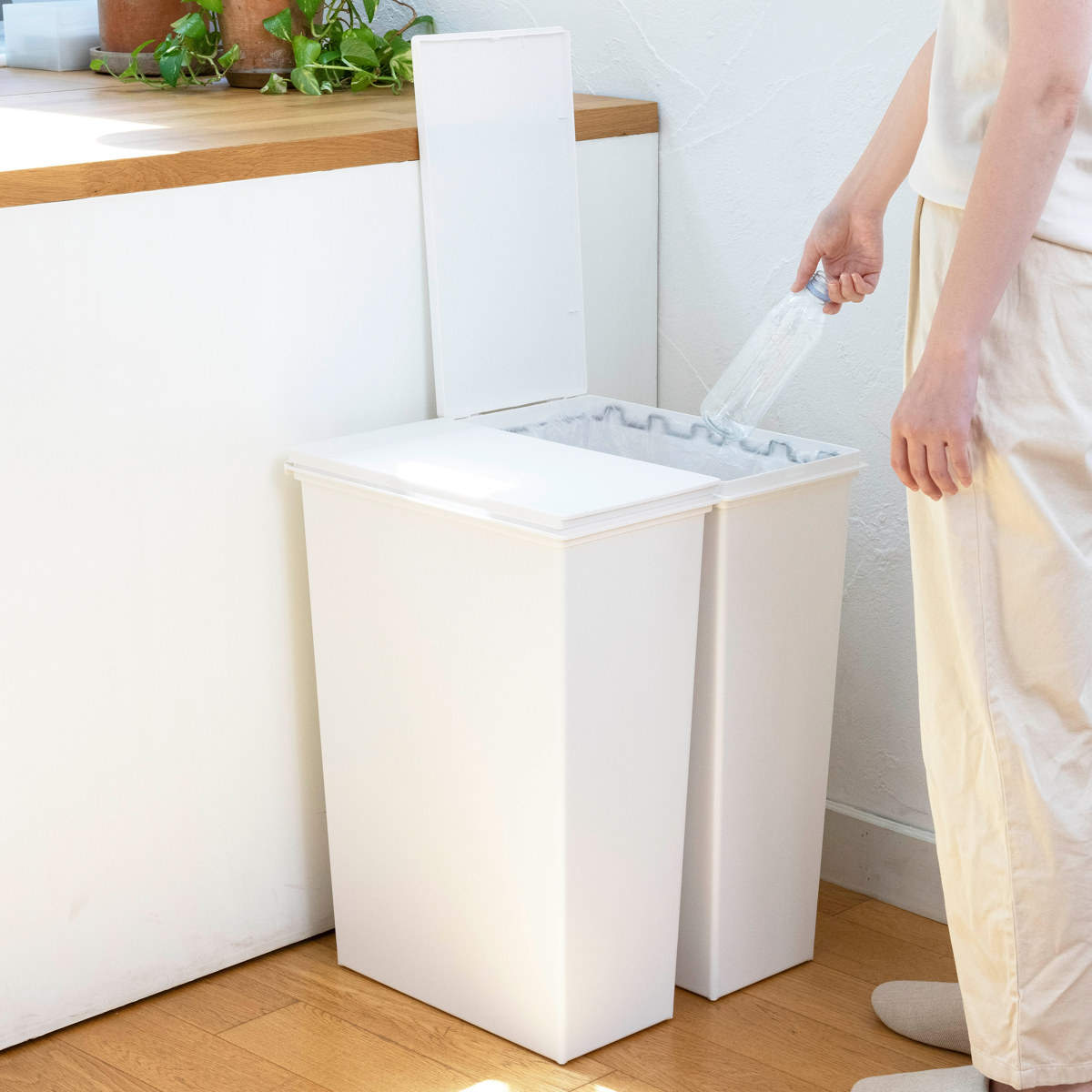 天馬 ゴミ箱 45L 本体のみ ホワイトラッシュ スマートペール （ ごみ箱