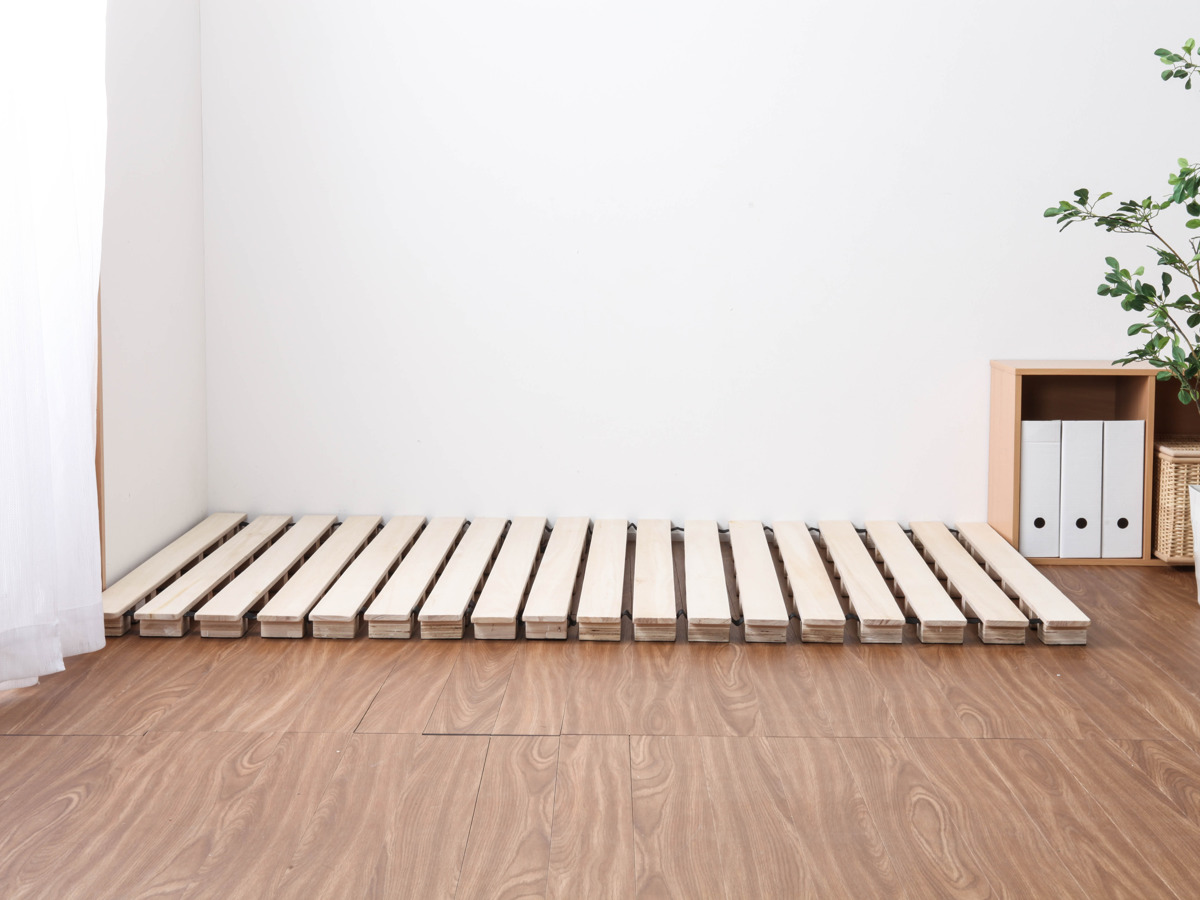 桐ロールすのこ セミダブル 床面高5cm 簡単収納 （ すのこ マット 桐