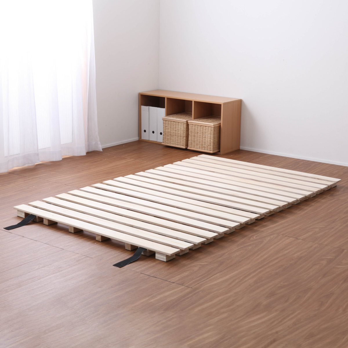 桐ロールすのこ セミダブル 床面高5cm 簡単収納 （ すのこ マット 桐