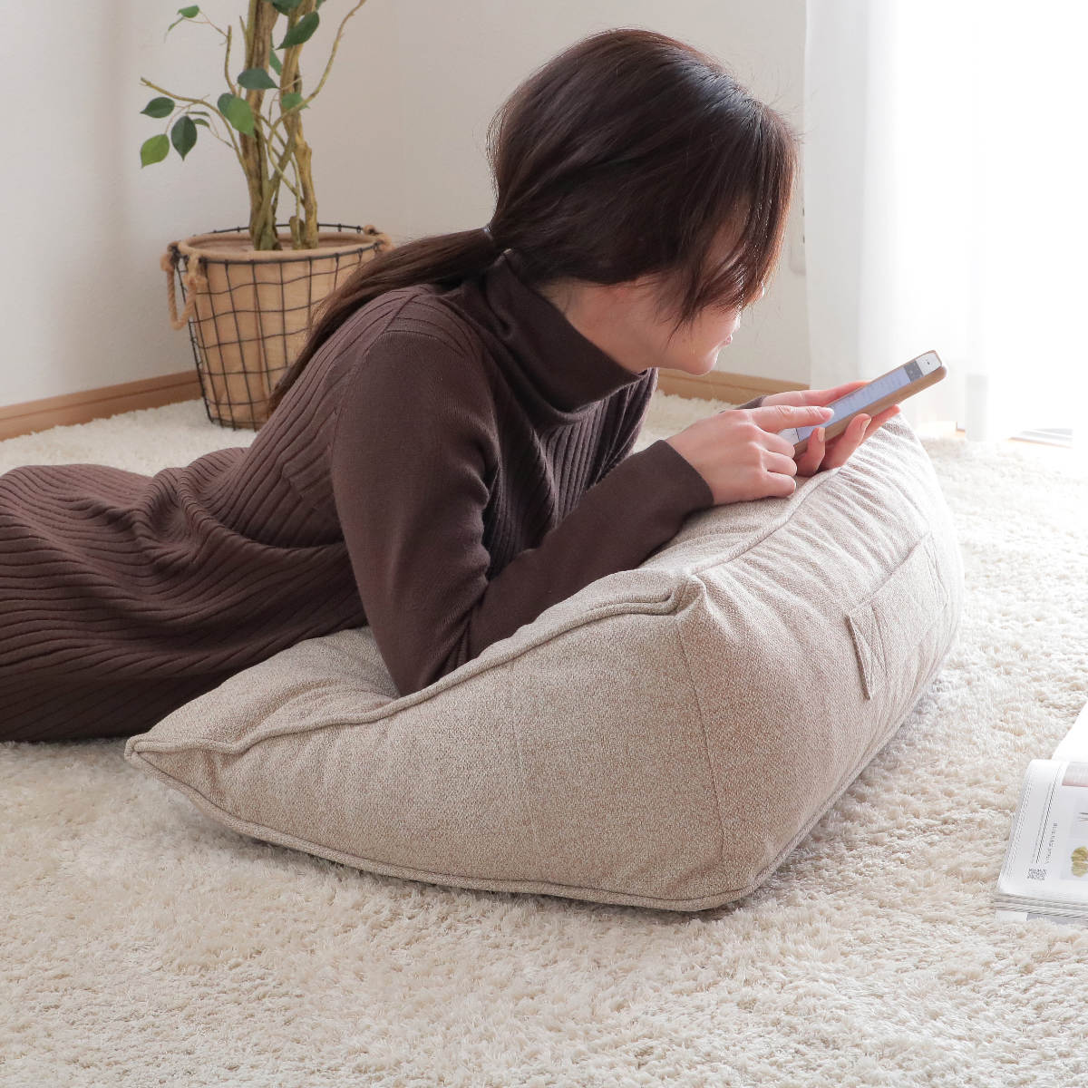 特典付き 背もたれクッション 幅60cm 4WAY 三角 カバー付き 洗える 足