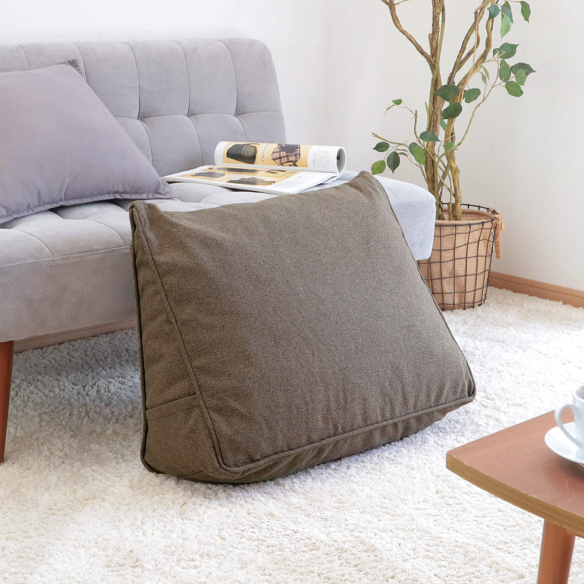 特典付き 背もたれクッション 幅60cm 4WAY 三角 カバー付き 洗える 足