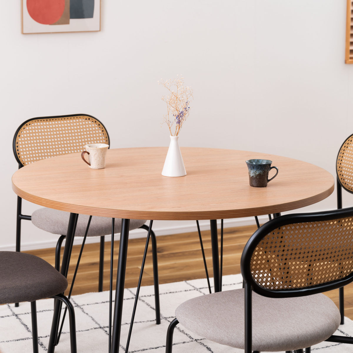 東谷 ダイニングテーブル 円型 幅105cm スチール脚 （ 2人掛け 4人掛け