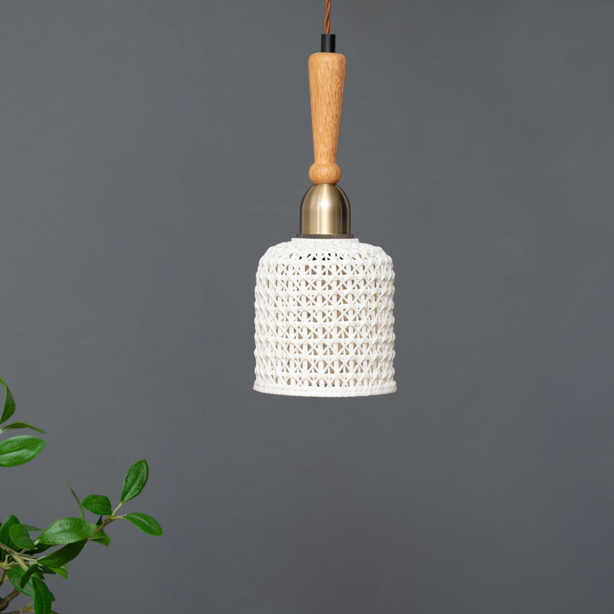 東谷 ペンダントライト 陶器 天然木 電球付き 筒型 （ LED E26 北欧 