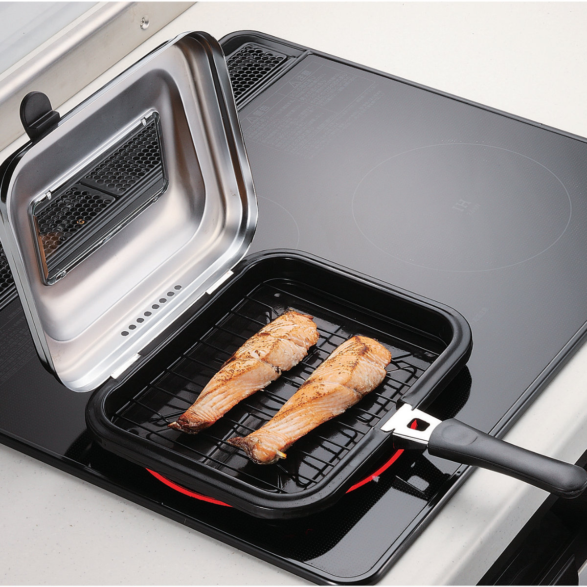 魚焼き器 IH対応 ホットグリル ガラス窓付き...の詳細画像1