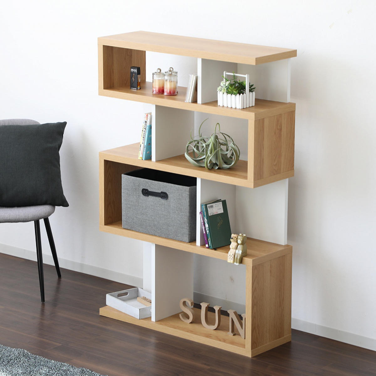 ジグザグラック 4段 オープンラック 日本製 幅88cm （ ラック 棚 S字