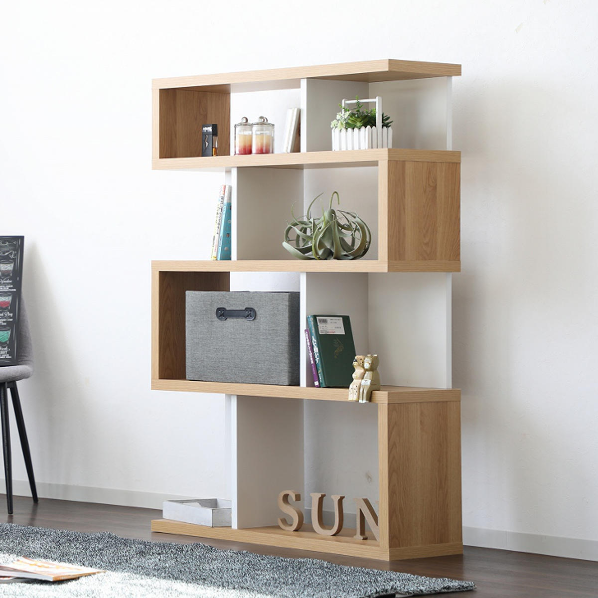 ジグザグラック 4段 オープンラック 日本製 幅88cm （ ラック 棚 S字