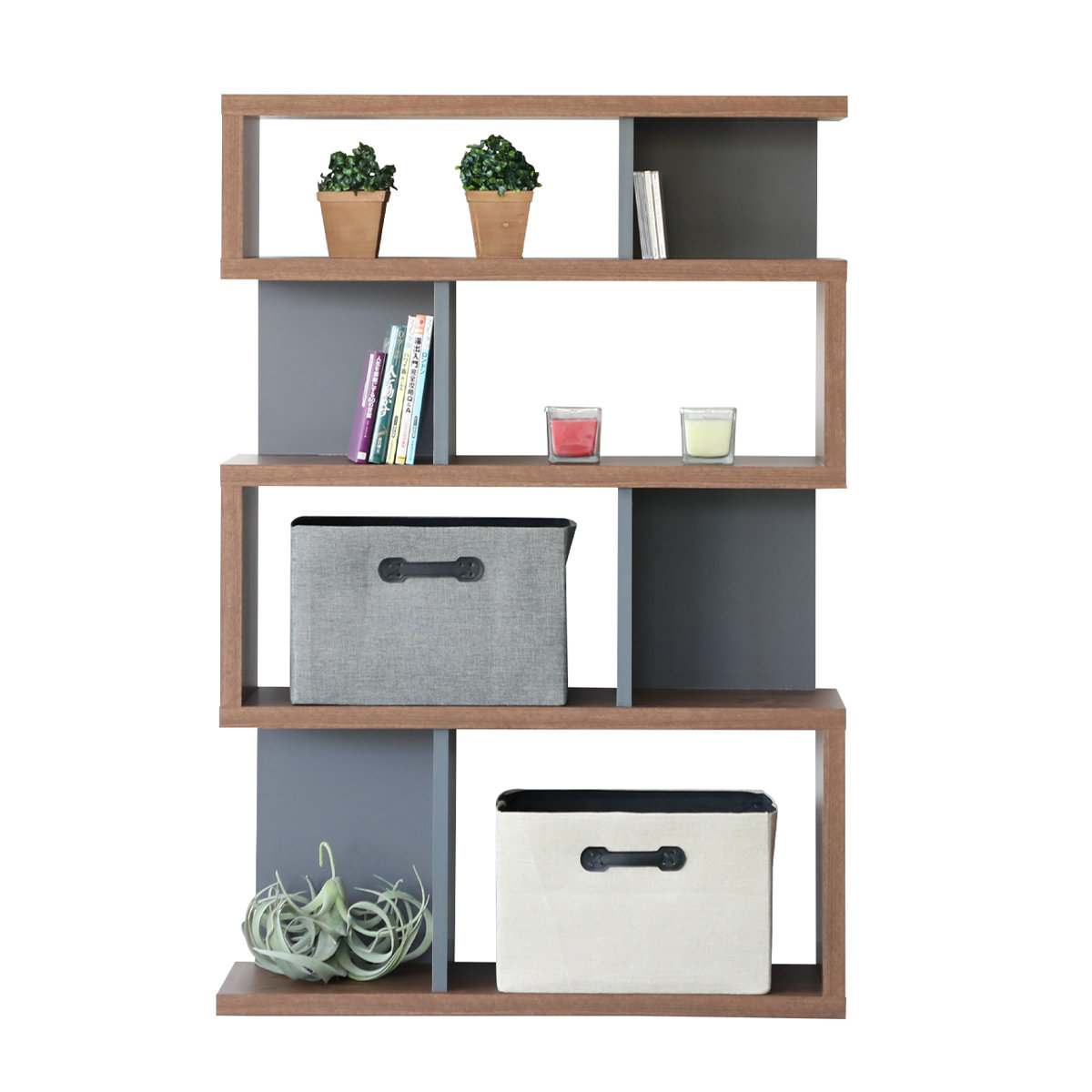 【引取限定】木製ジグザグラック オープンラック オープンシェルフ大 引取限定】木製ジグザグラック オープンラック オープンシェルフ大