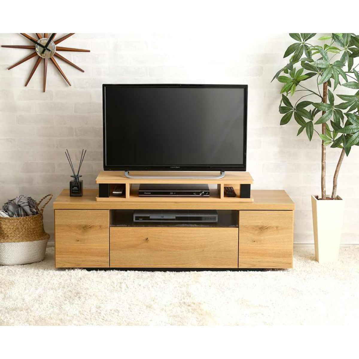 ホームテイスト（HOME taste） モニター台 幅79.2cm テレビ下収納 木目