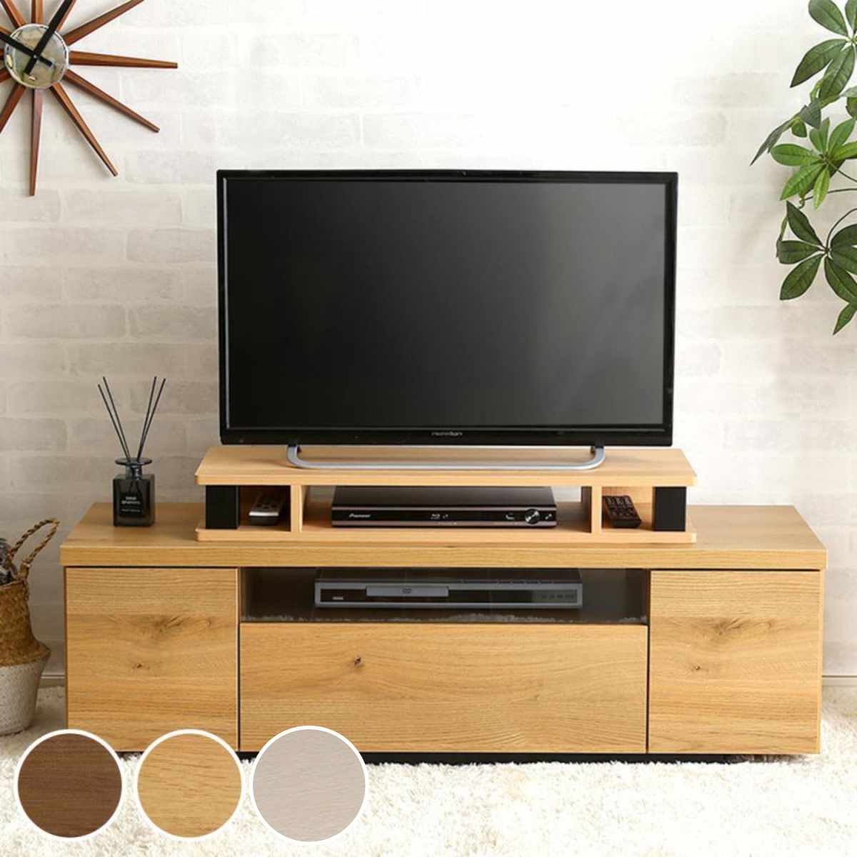 ホームテイスト（HOME taste） モニター台 幅79.2cm テレビ下収納 木目