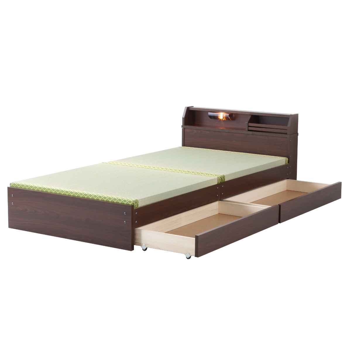 畳ベッド シングル ロータイプ 床面高28cm 引出し2杯 大容量収納 宮棚