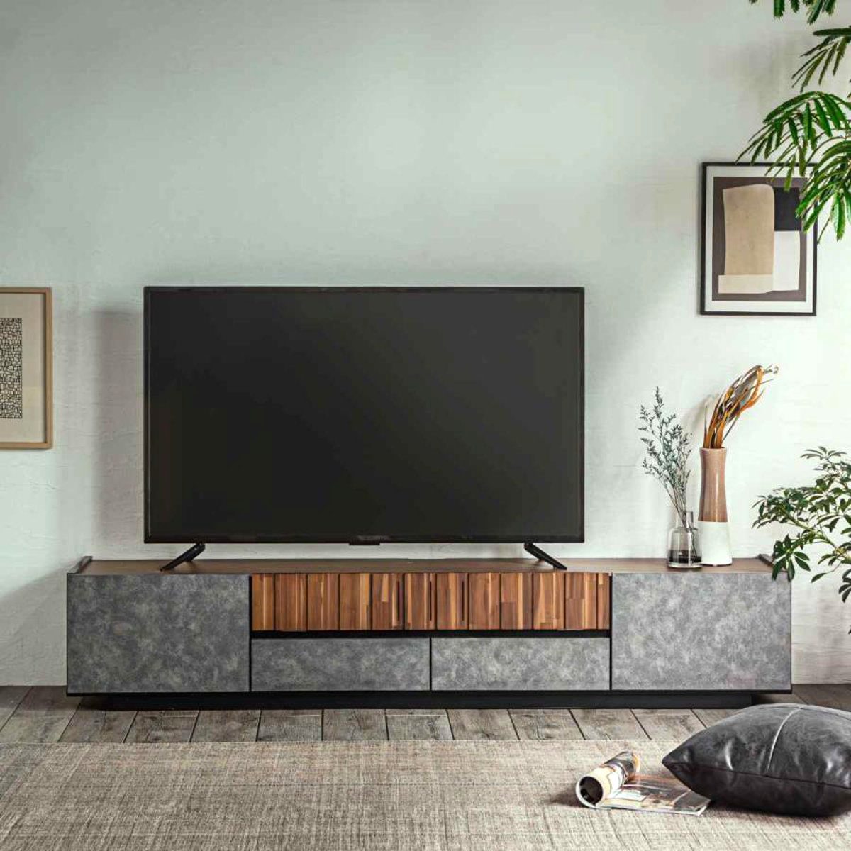 東馬（Tohma） テレビ台 幅179.9cm ローボード コンクリート調