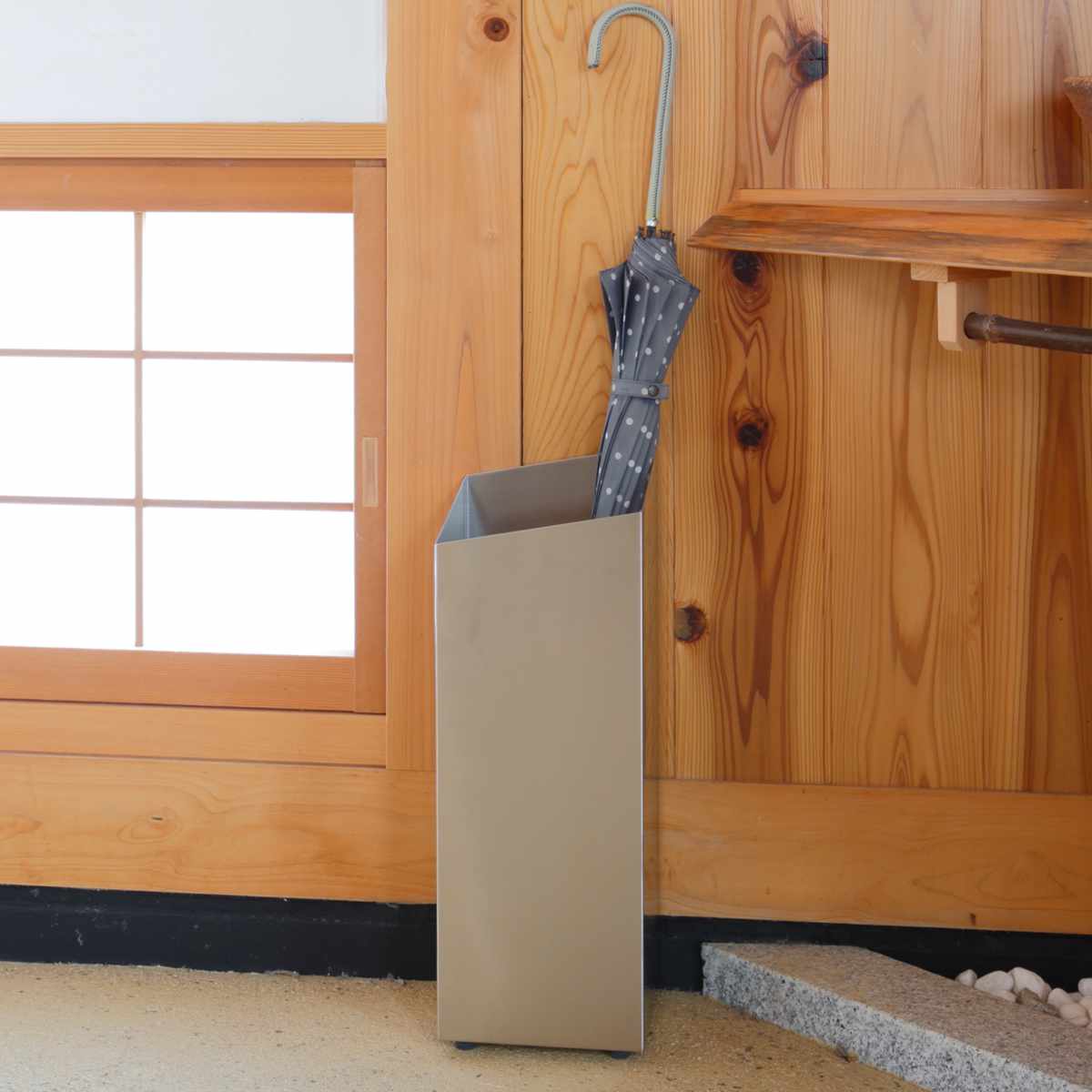 傘立て RHOMBUS ロングタイプ ステンレス （ アンブレラスタンド スリム傘立て 傘スタンド 玄関 傘 収納 玄関収納 ステンレス製 木製 北欧 ）