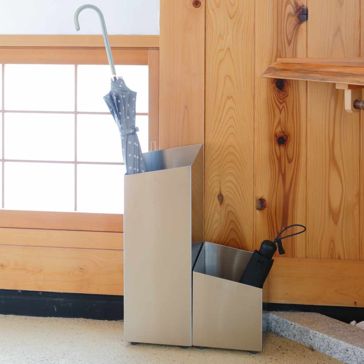傘立て RHOMBUS ロングタイプ ステンレス （ アンブレラスタンド スリム傘立て 傘スタンド 玄関 傘 収納 玄関収納 ステンレス製 木製 北欧 ）
